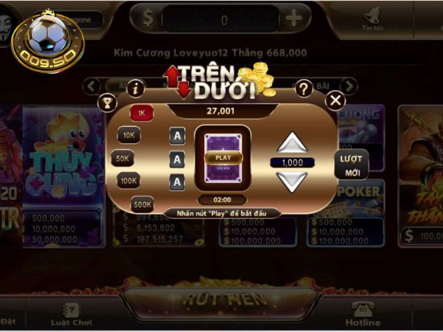 Các bước tham gia chơi game trên dưới 009
